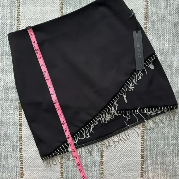 House of Harlow 1960 Black Rhinestone Fringe Blazer Mini Skirt Set Women’s Small - Picture 11 of 15